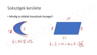 42.10. Geometria - Kerület - elméleti összefoglaló (2p)