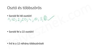 4.2 Osztó és többszörös - mintafeladatok (2p)