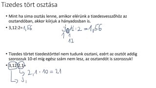 23.1 Tizedes törtek osztása - elméleti összefoglaló (3p)