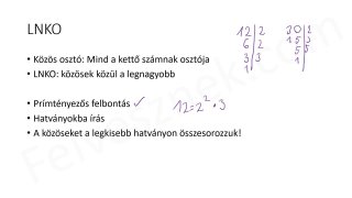 30.1. Legnagyobb közös osztó (LNKO) - elméleti összefoglaló (2p)