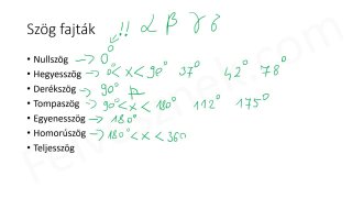 42.1. Geometria - Szögek - elméleti összefoglaló (4p)