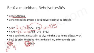 38.1.7 Betű a matekban, Behelyettesítés - elmélet (3p)