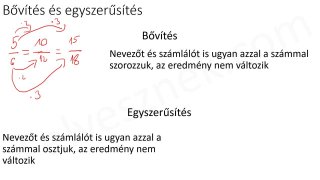 12.1. A törtek bővítése és egyszerűsítése - elméleti összefoglaló (2p)