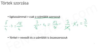 16.1. Törtek szorzása - elméleti összefoglaló (2p)