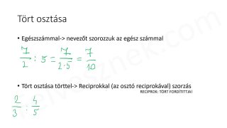 17.1. Törtek osztása - elméleti összefoglaló (1p)