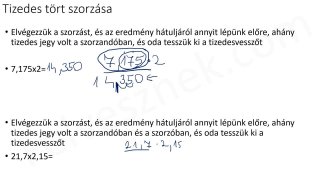 22.1. Tizedes törtek szorzása - elméleti összefoglaló (3p)