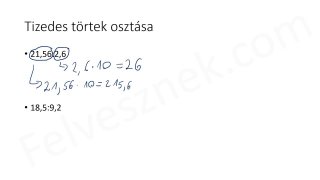 23.2 Tizedes törtek osztása - mintafeladatok (5p)