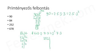 29.2. Prímtényezős felbontás - mintafeladatok (4p)